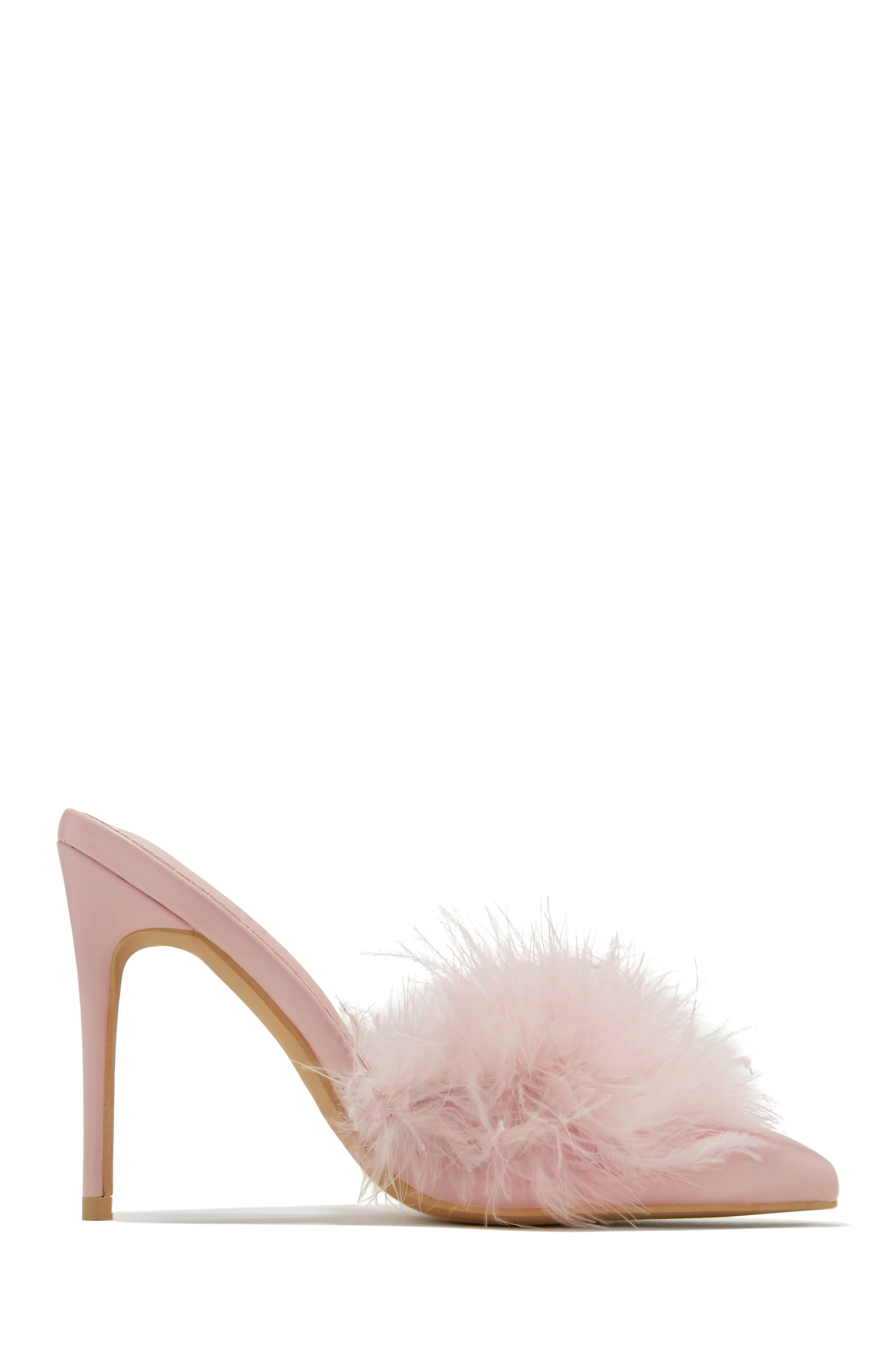 Lorelai Faux Feather Mule Heels - Lime