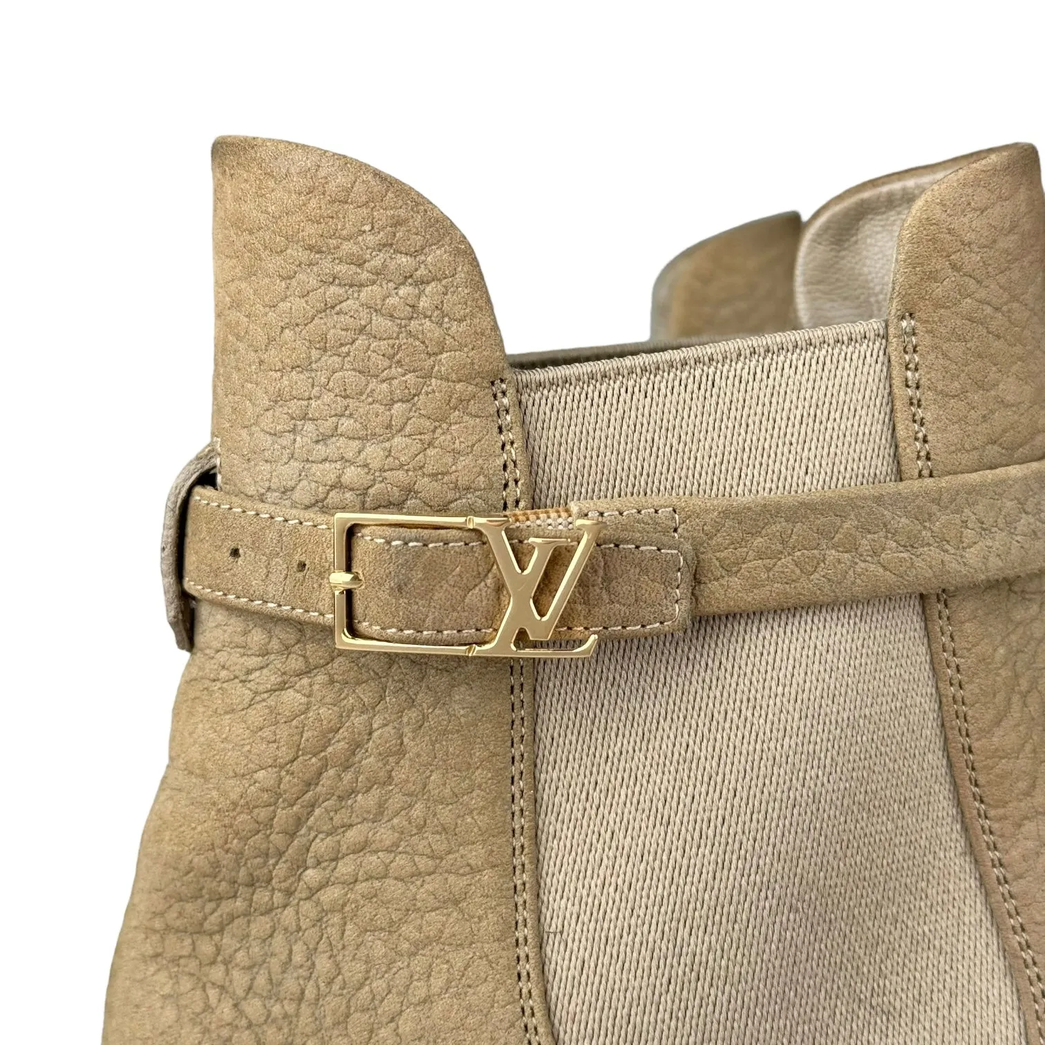 Louis Vuitton Beige Loyalty Nubuck Round Toe Ankle Boots