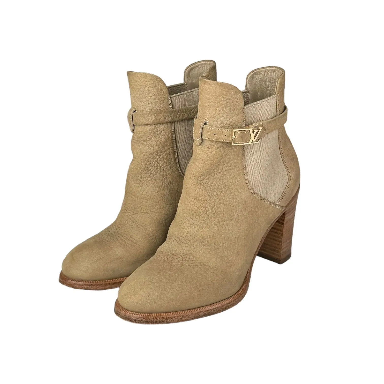 Louis Vuitton Beige Loyalty Nubuck Round Toe Ankle Boots