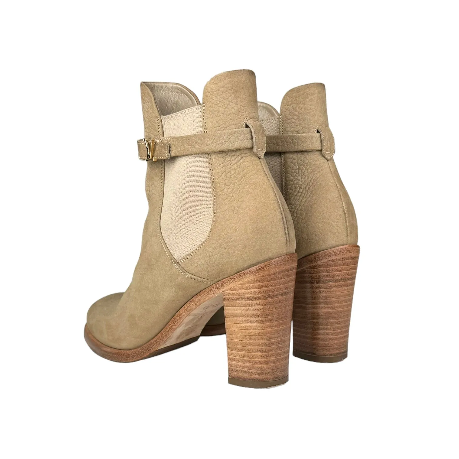 Louis Vuitton Beige Loyalty Nubuck Round Toe Ankle Boots