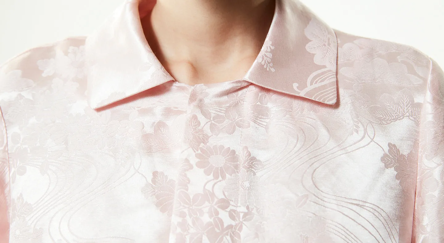 Machka Jacquard Three-Quarter Sleeve Dress Powder