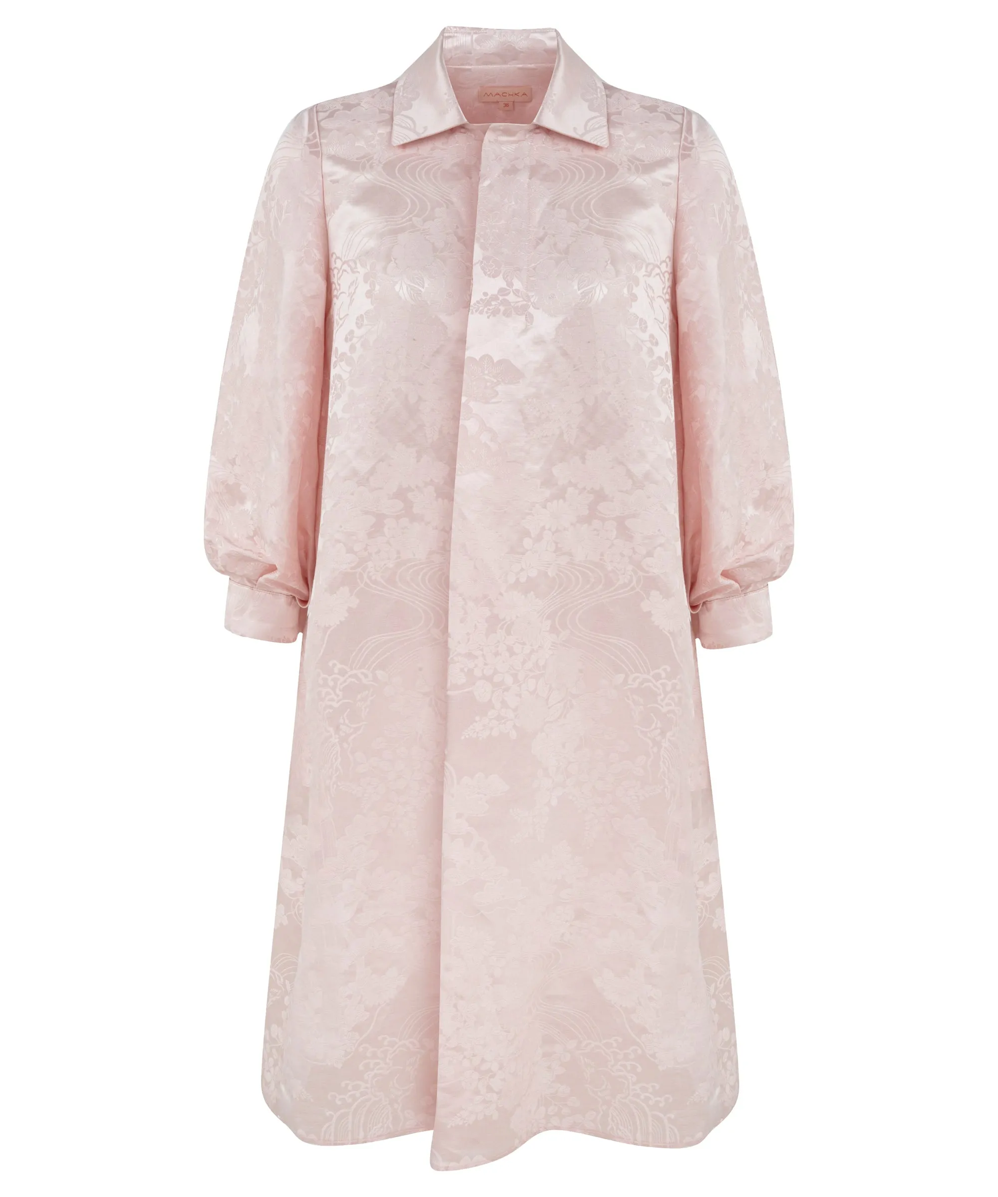 Machka Jacquard Three-Quarter Sleeve Dress Powder