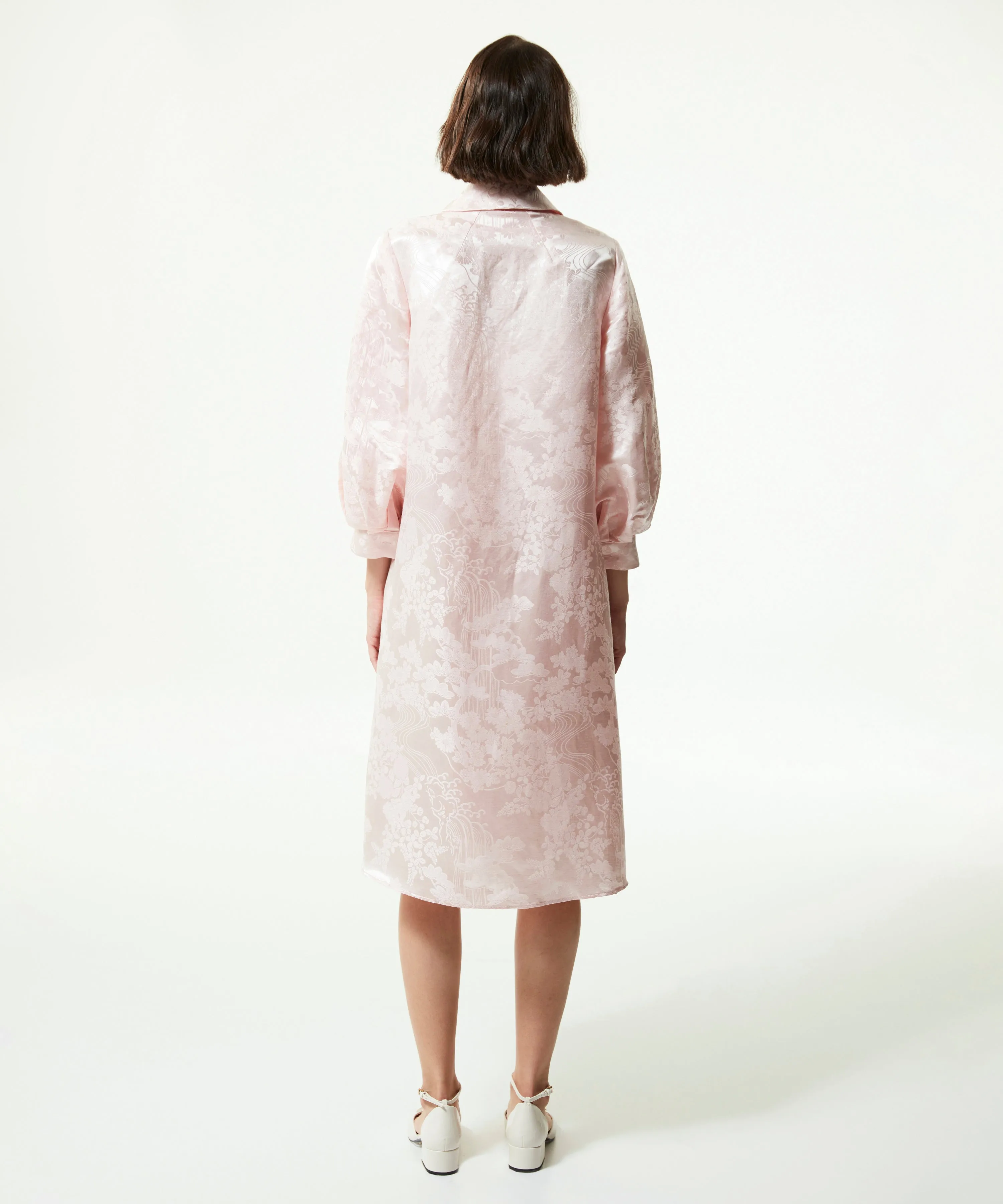 Machka Jacquard Three-Quarter Sleeve Dress Powder