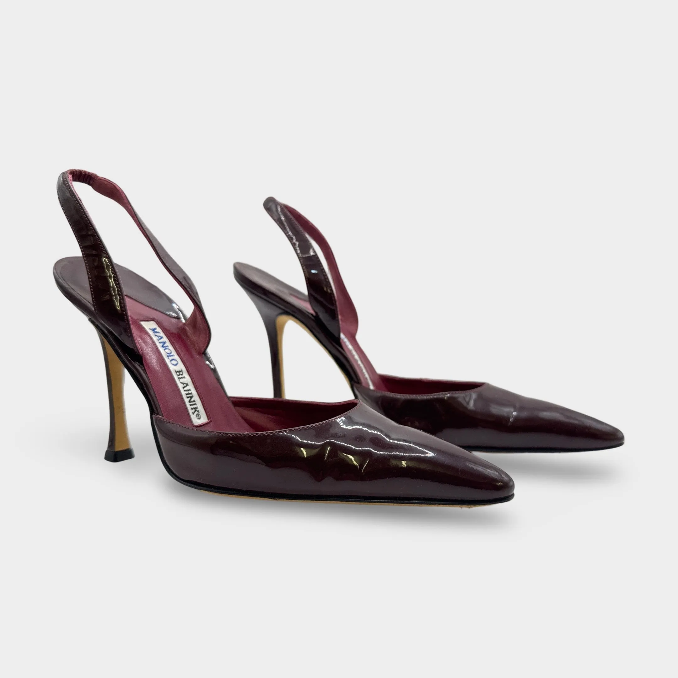 Manolo Blahnik Burgundy Patent Leather Heels