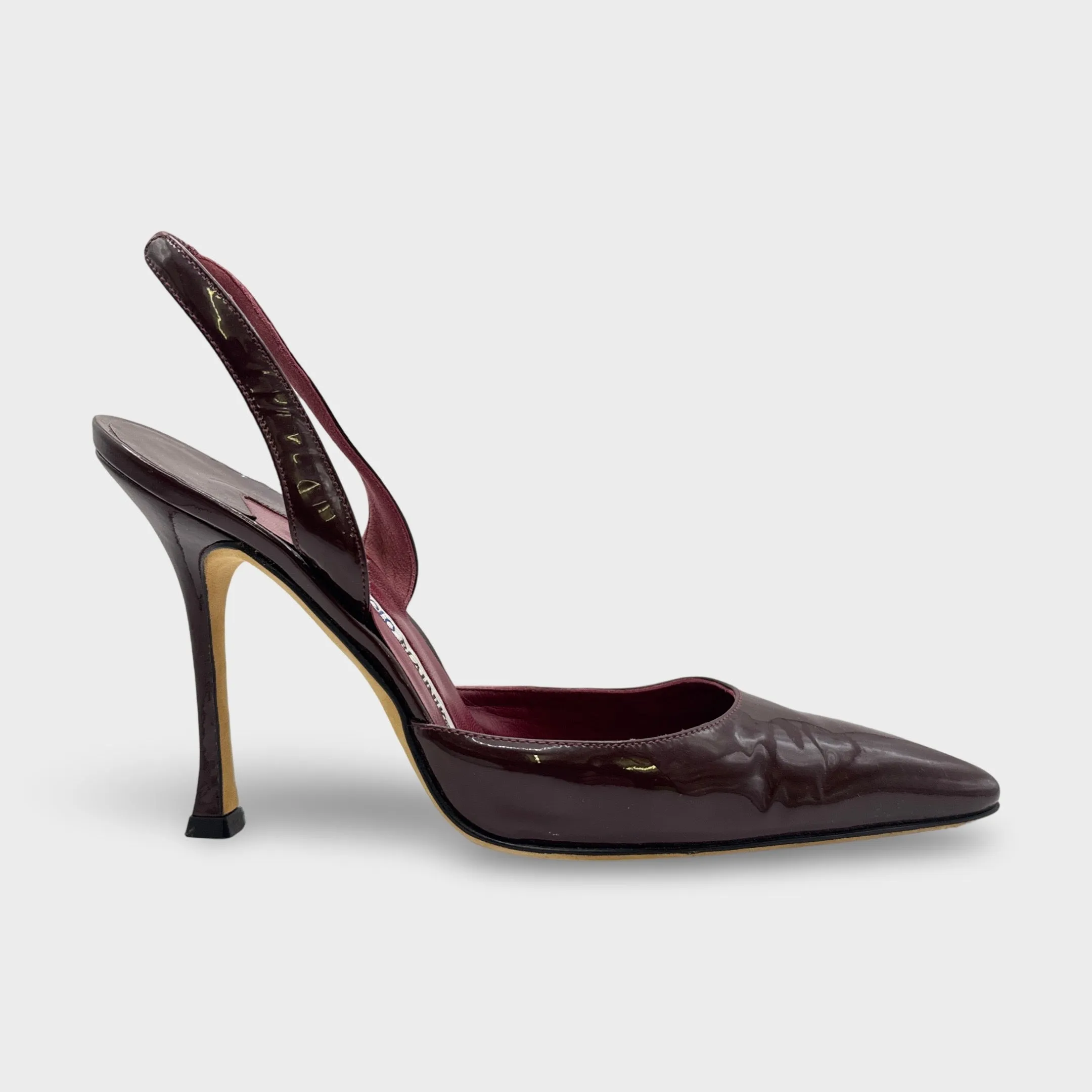 Manolo Blahnik Burgundy Patent Leather Heels