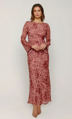 Mauve Bias Cowl Back Maxi Dress