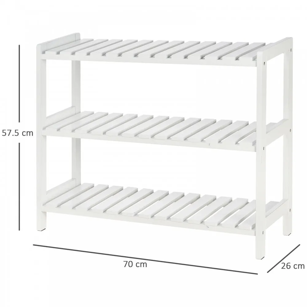 MDF 3-Tier Slatted Shoe Rack White