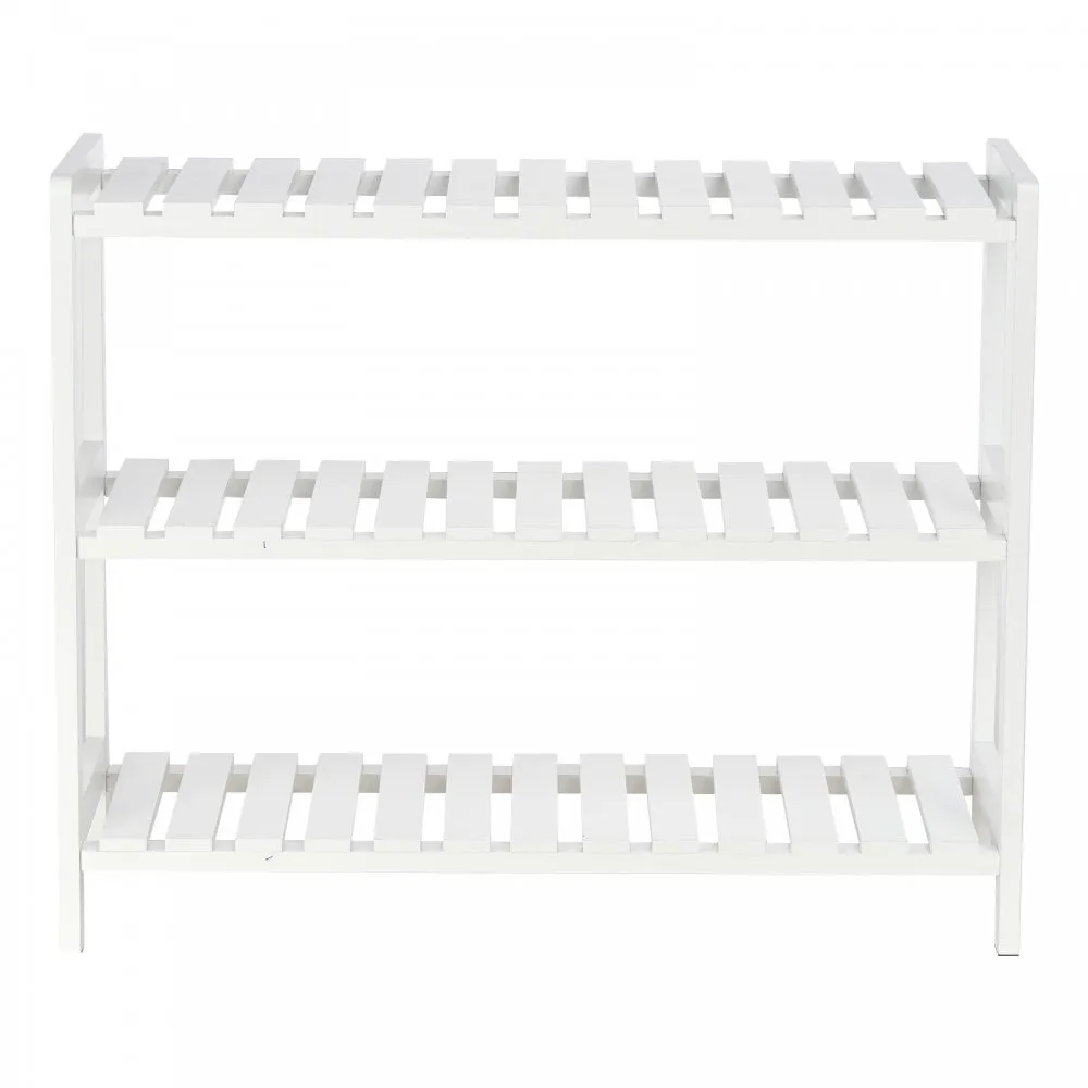 MDF 3-Tier Slatted Shoe Rack White