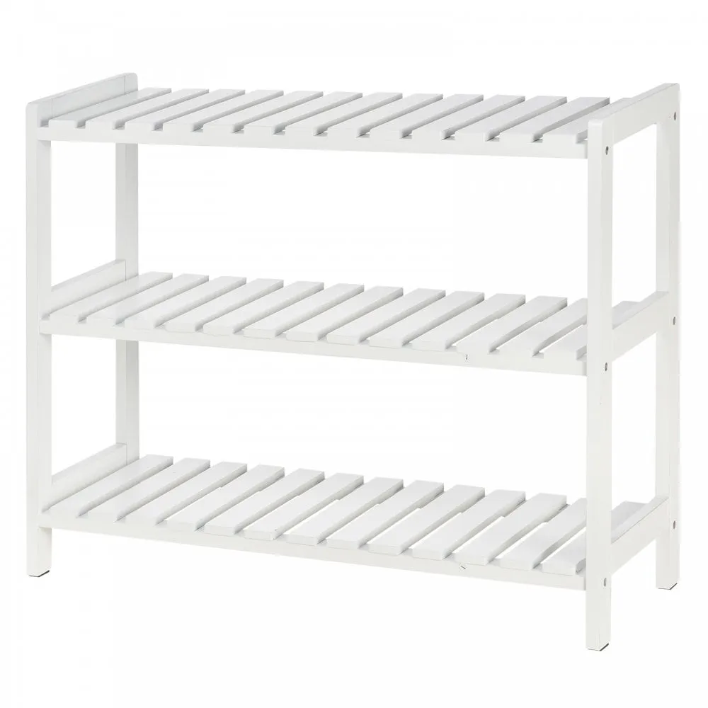 MDF 3-Tier Slatted Shoe Rack White