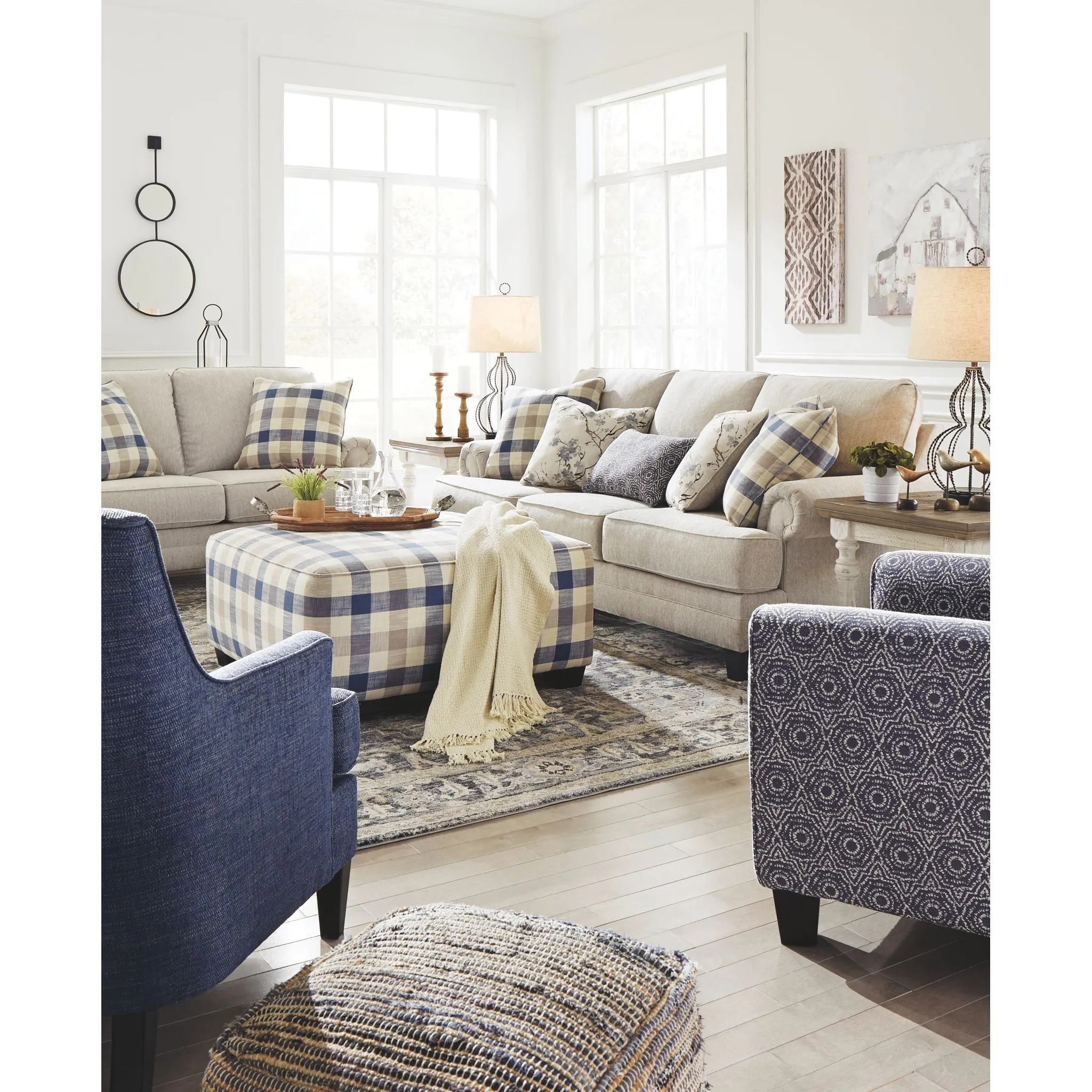 Meggett Oversized Accent Ottoman - Nautical