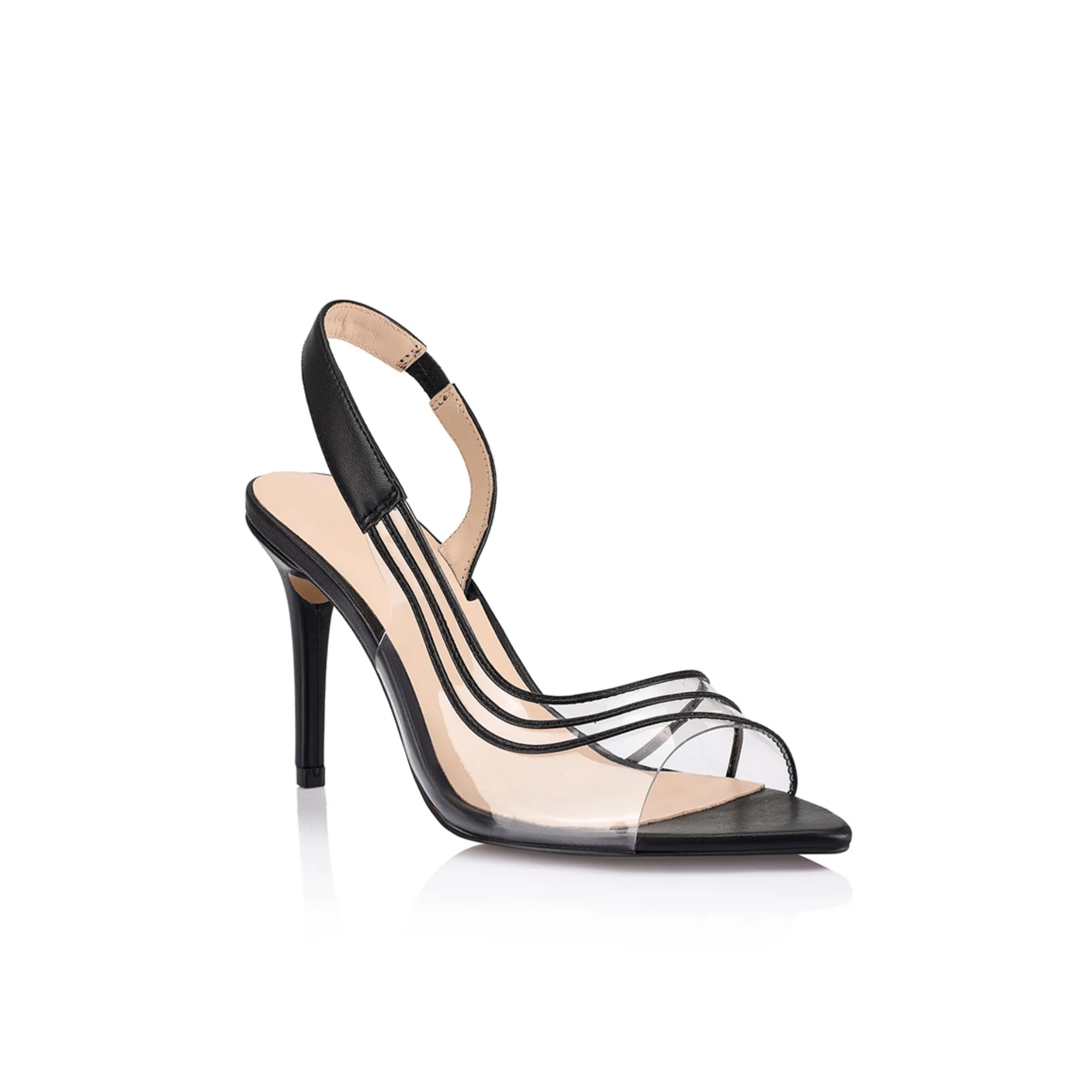 Melinda Heel Vinylite & Black Patent Leather