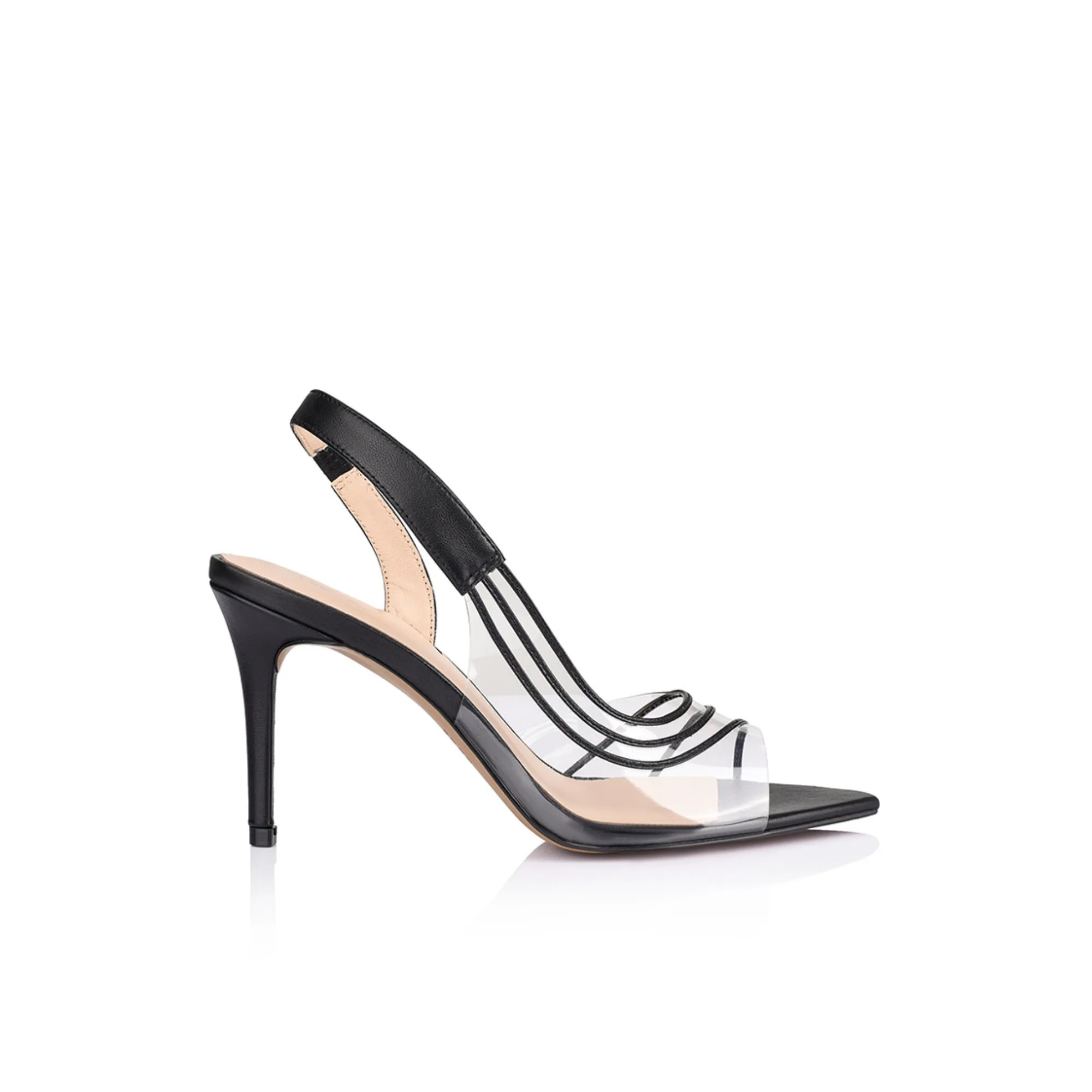 Melinda Heel Vinylite & Black Patent Leather