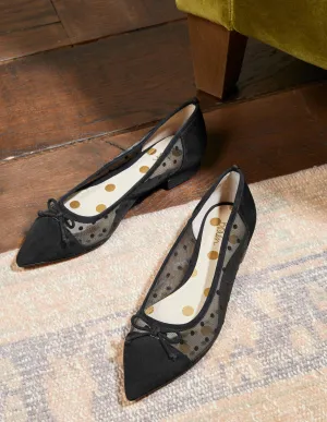 Mesh Detail Ballerina-Black