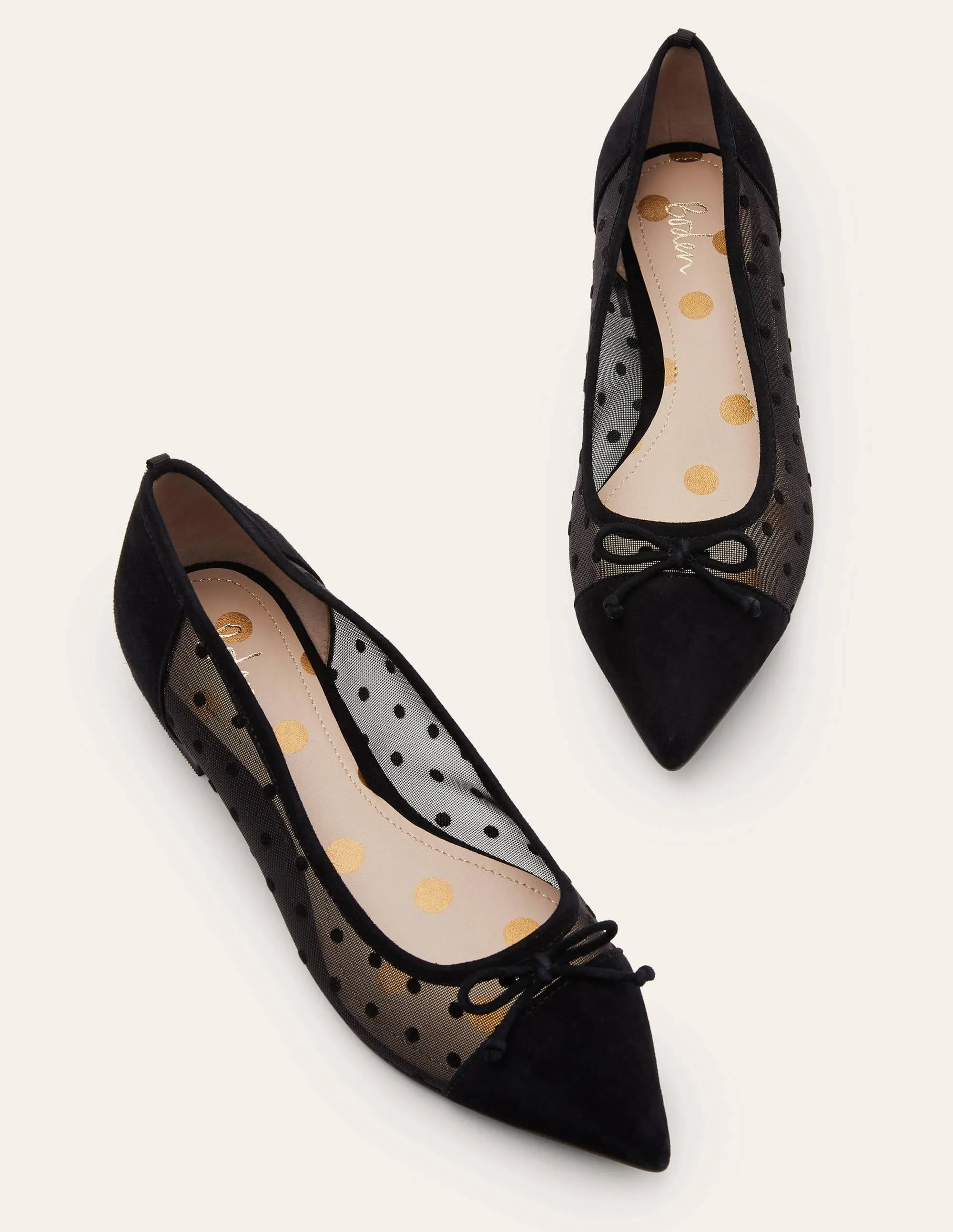 Mesh Detail Ballerina-Black