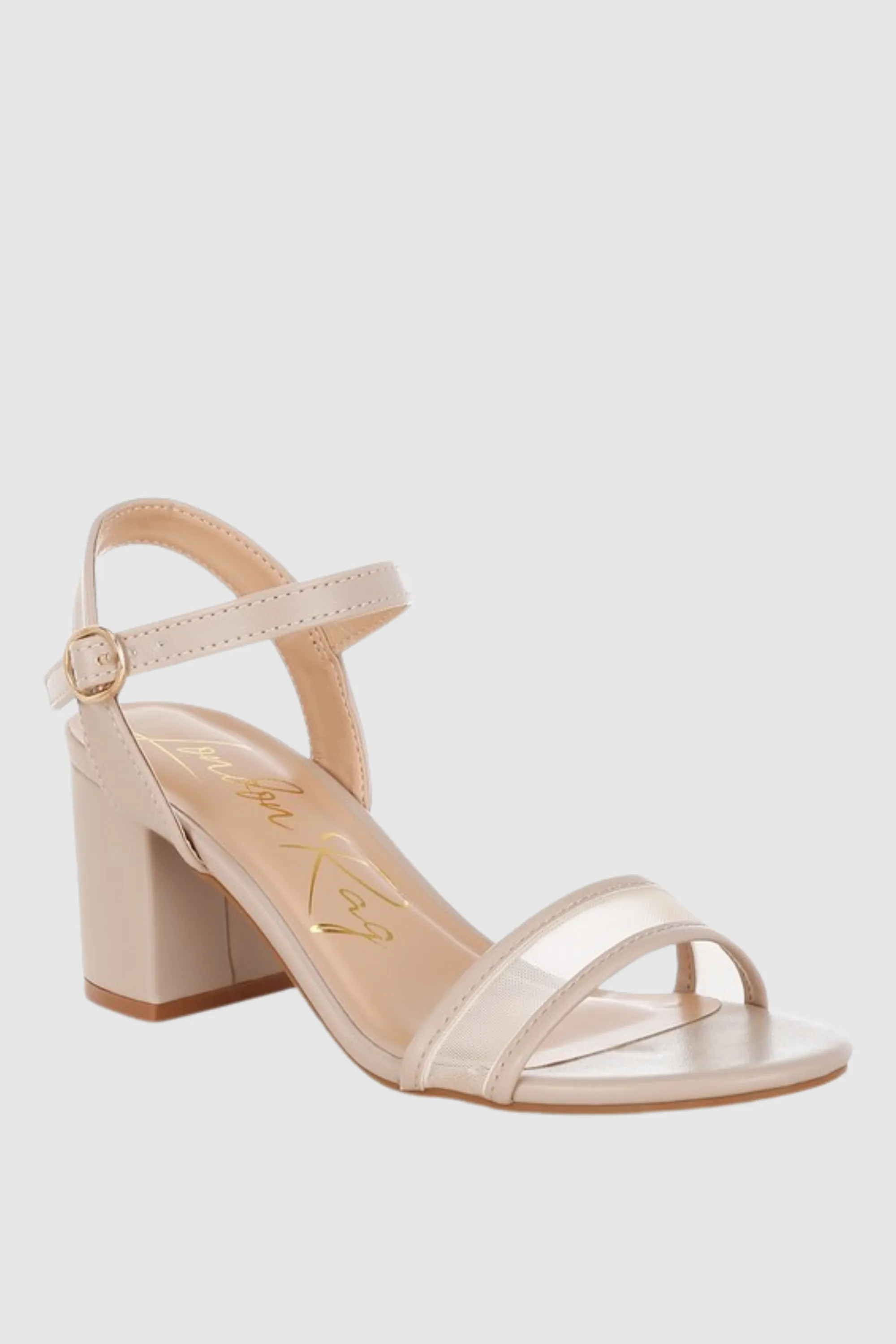 Mesh Pin Buckle Block Sandals