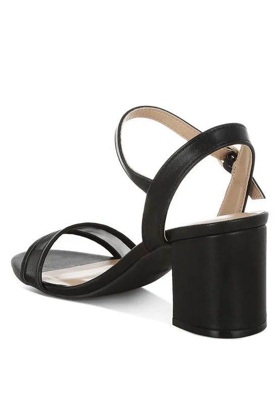 Mesh Pin Buckle Block Sandals