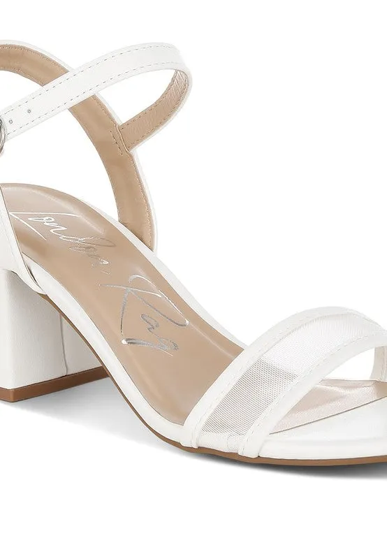 Mesh Pin Buckle Block Sandals
