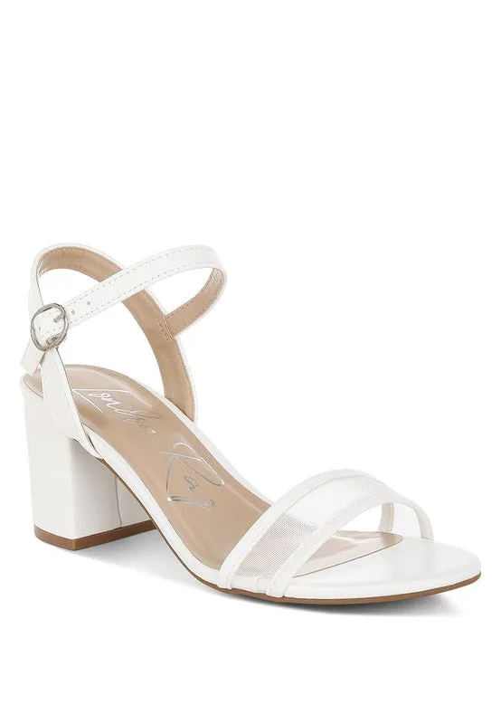 Mesh Pin Buckle Block Sandals