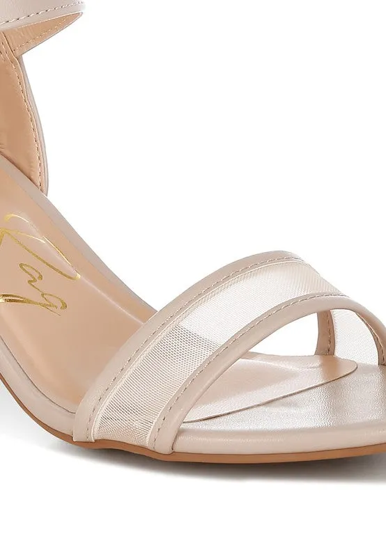Mesh Pin Buckle Block Sandals