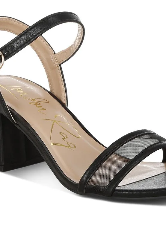 Mesh Pin Buckle Block Sandals