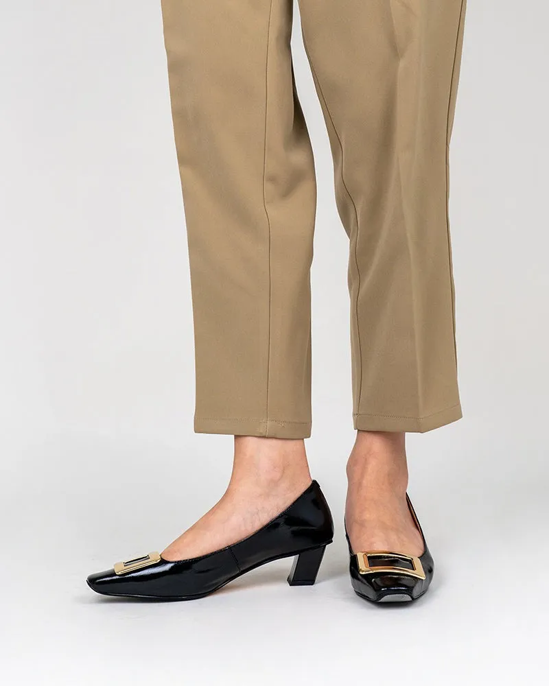 Metal Buckle Chunky Heels Comfortable Dress Pumps