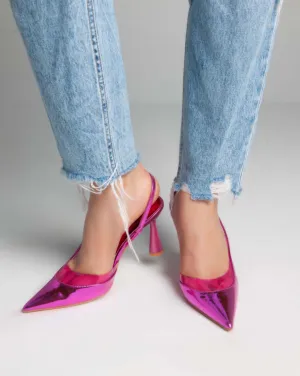 Metallic Sling Back - Heels - Pink