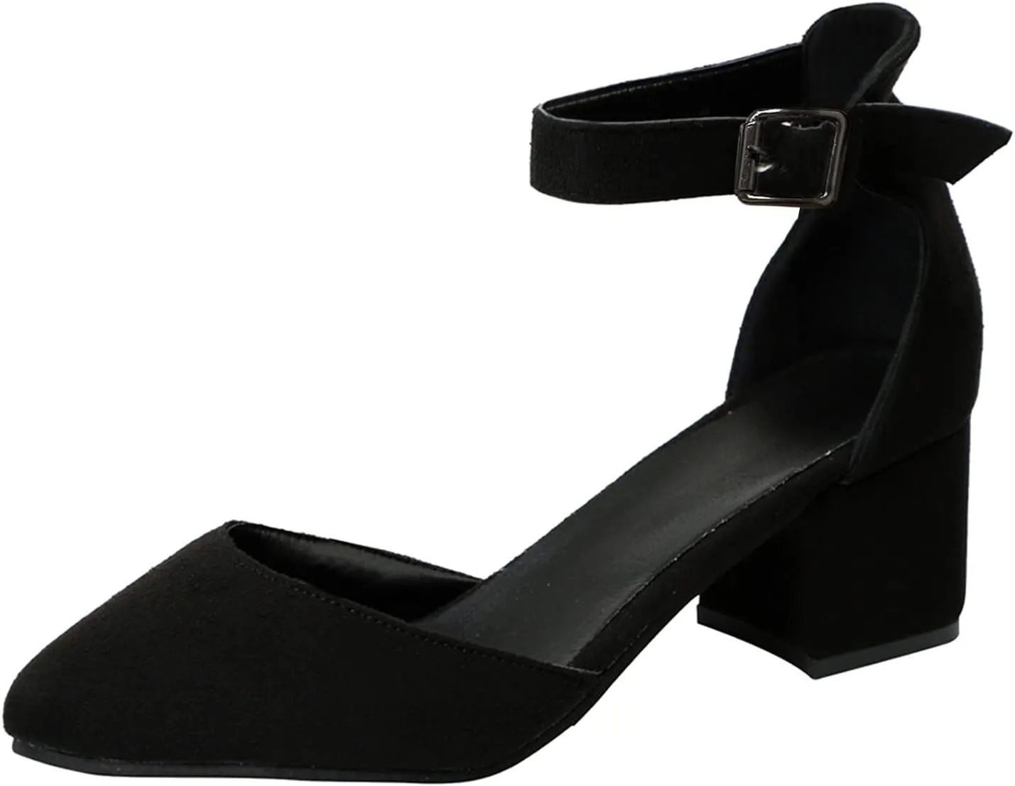 Mid Heel for Women 2025 Pointed Toe Pumps Ankle Strap Sandals Buckle Chunky Heel Dress Shoes Summer Shoes
