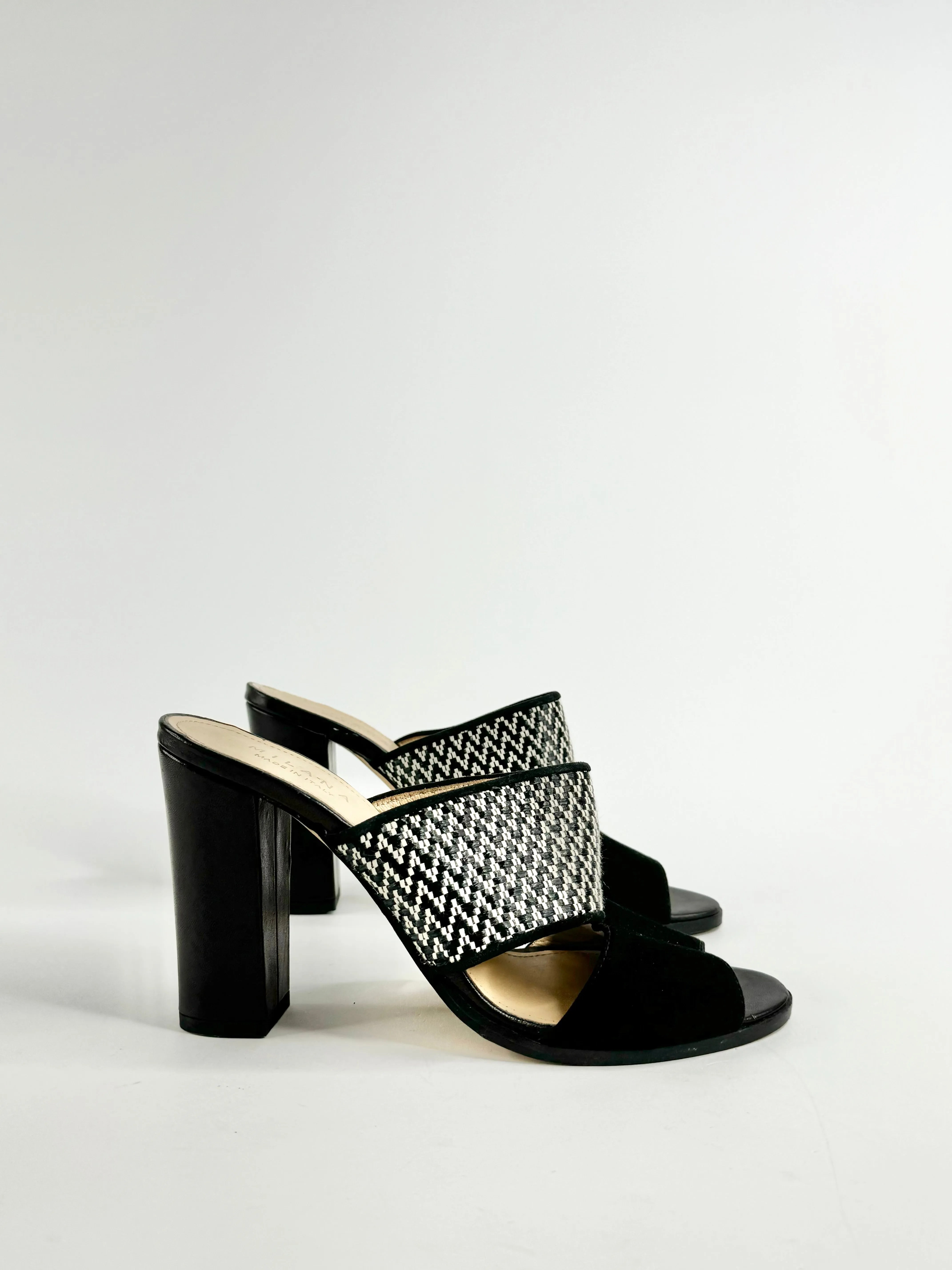 Milana Black & White Peep Toe Heels - EU41