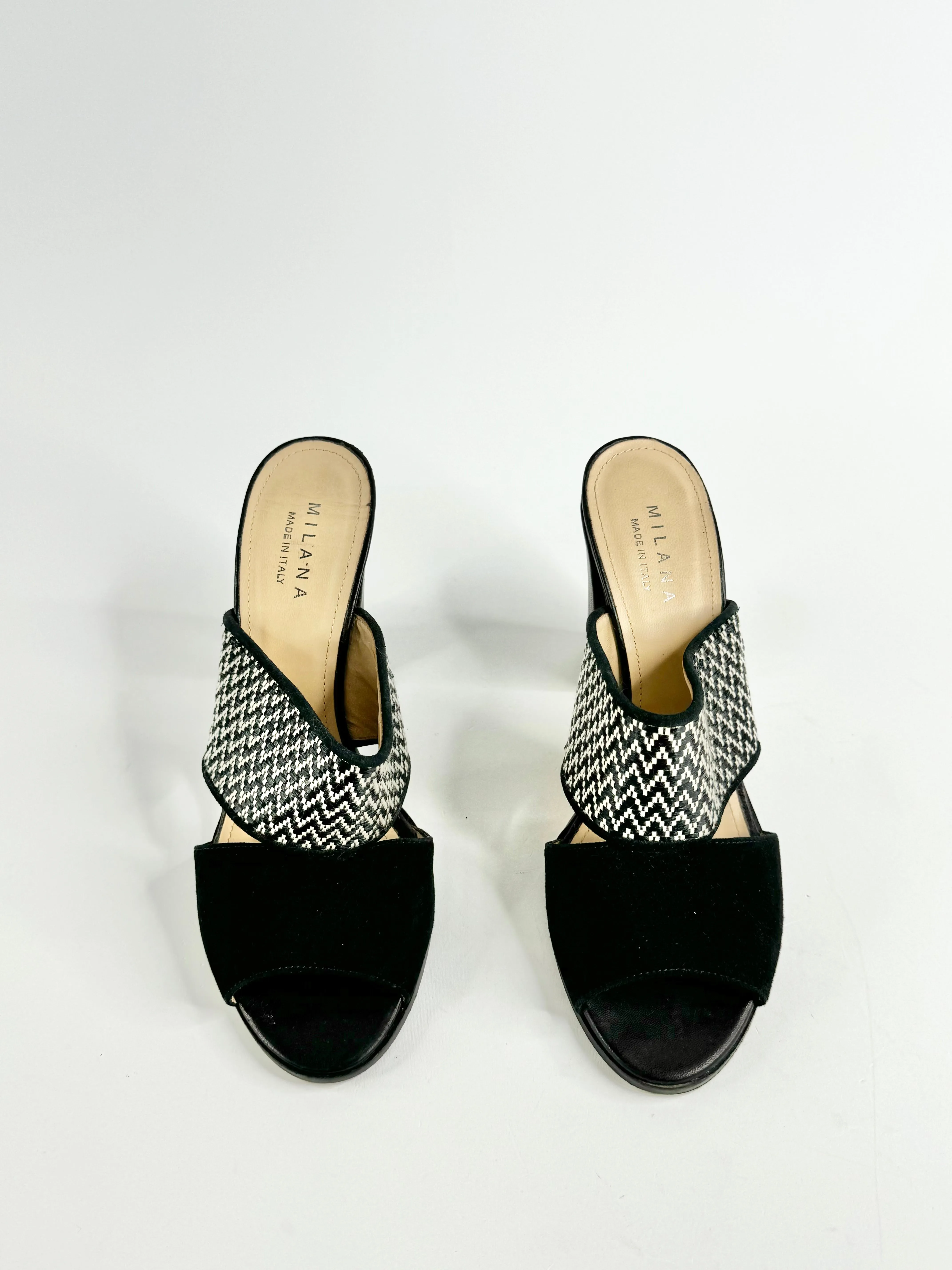 Milana Black & White Peep Toe Heels - EU41