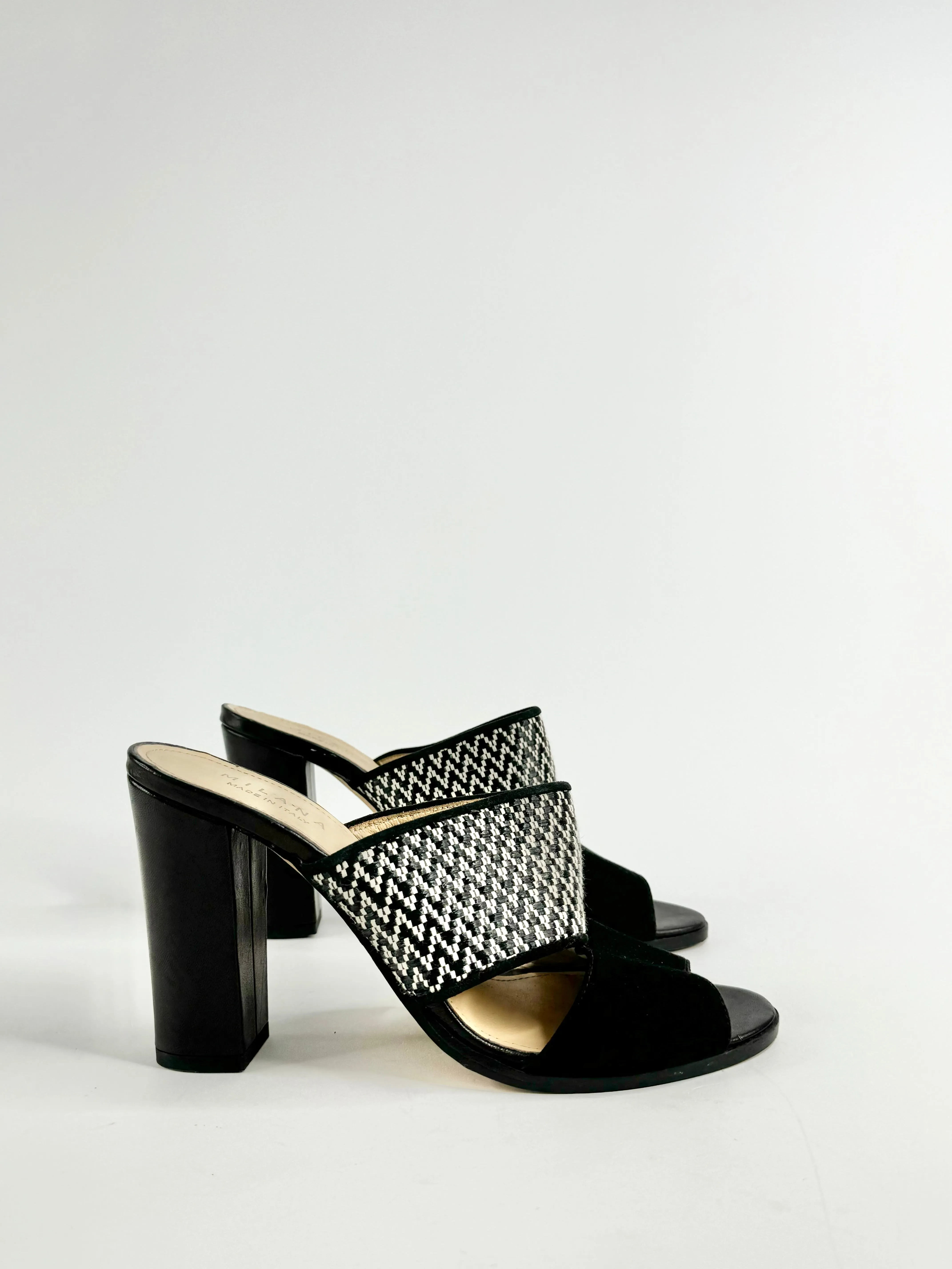 Milana Black & White Peep Toe Heels - EU41