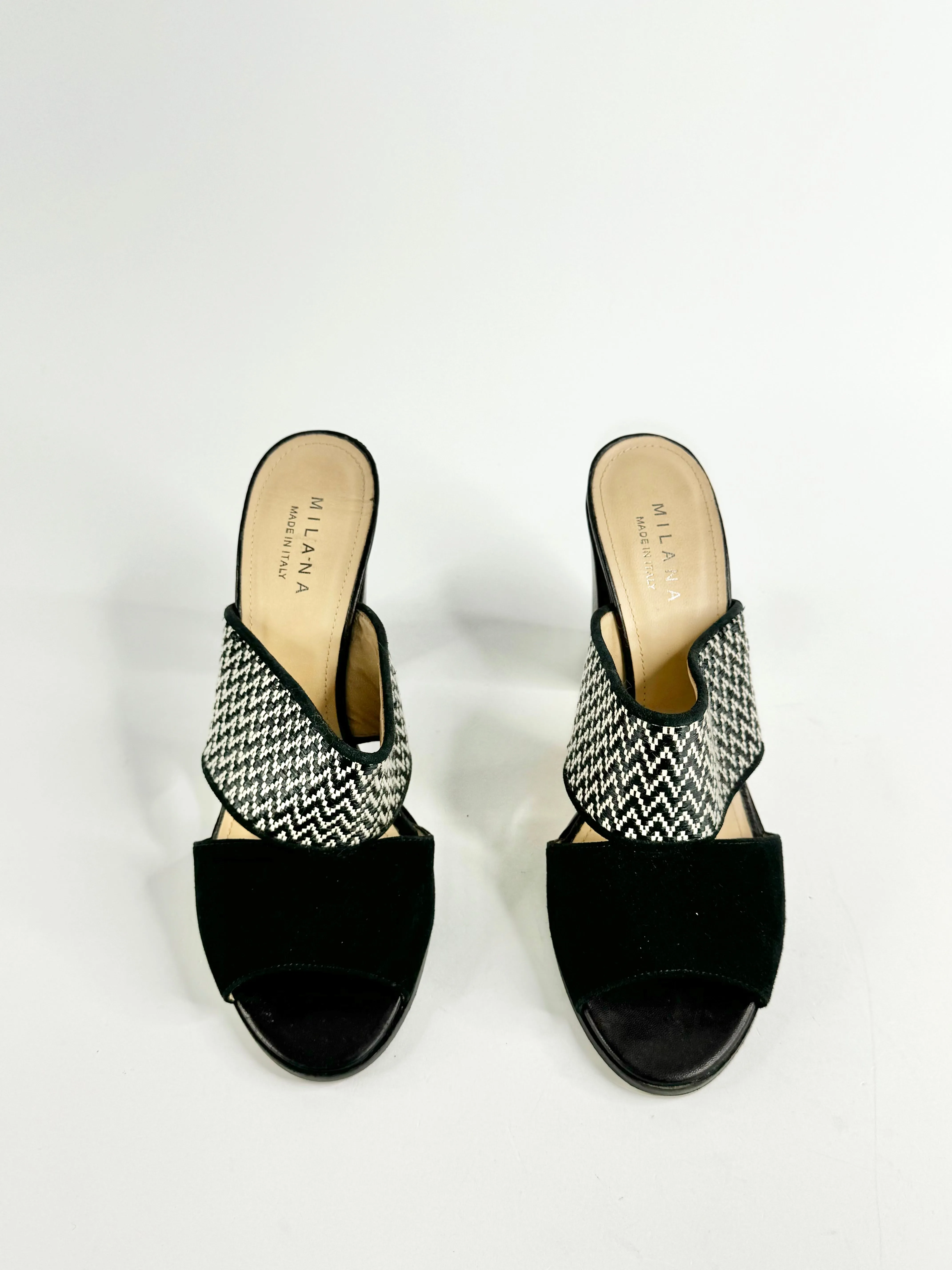 Milana Black & White Peep Toe Heels - EU41