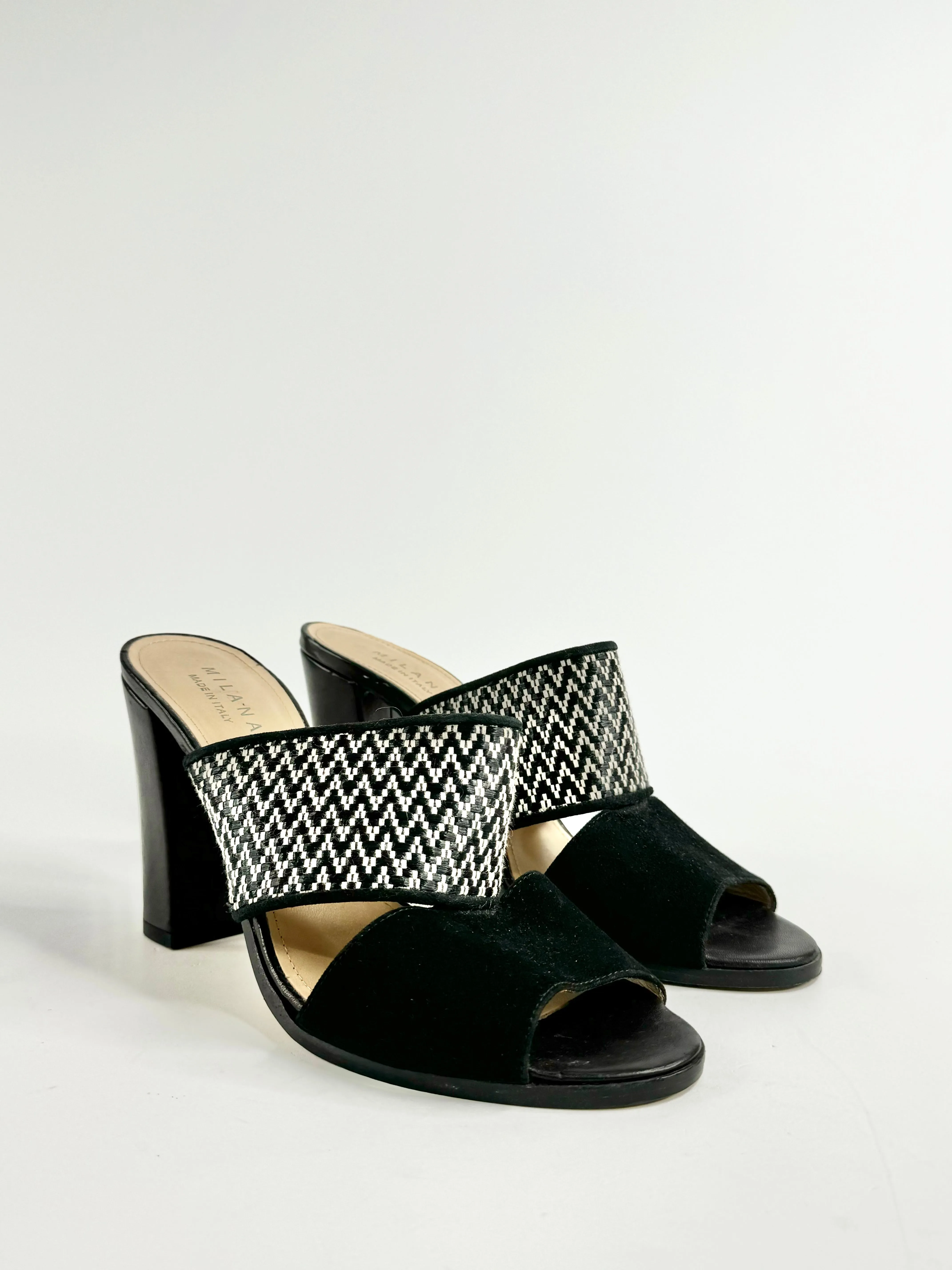 Milana Black & White Peep Toe Heels - EU41
