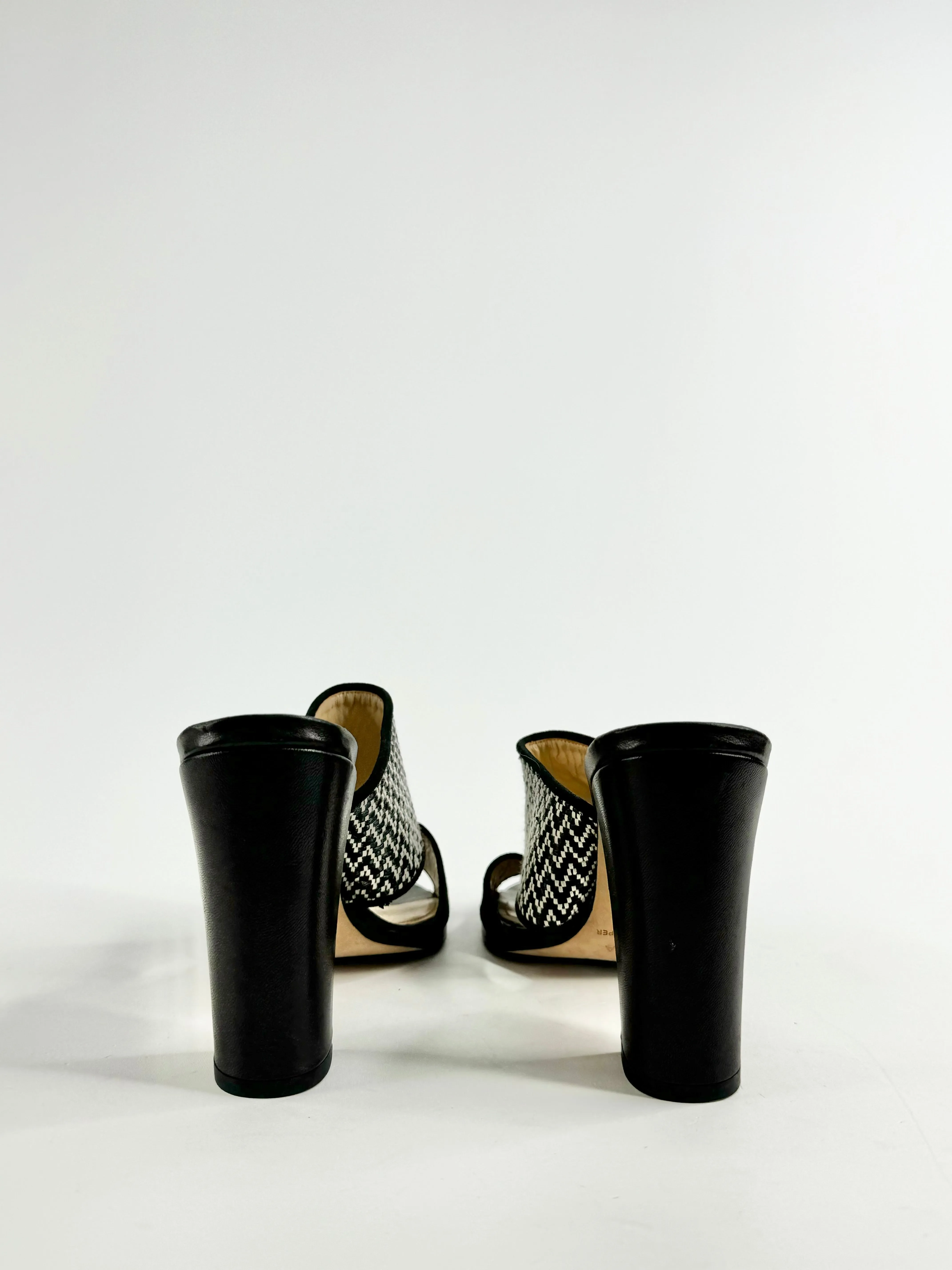 Milana Black & White Peep Toe Heels - EU41