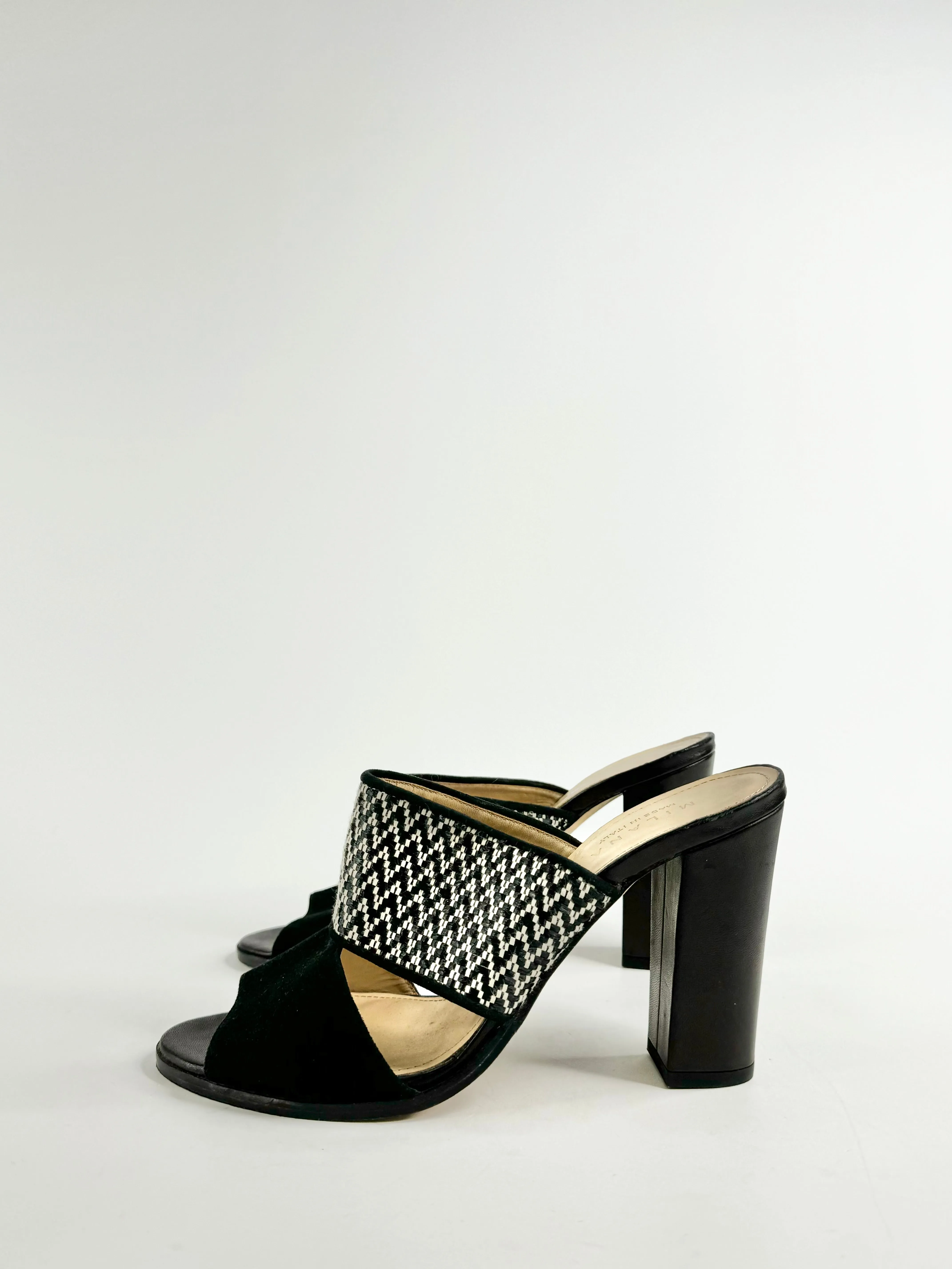 Milana Black & White Peep Toe Heels - EU41