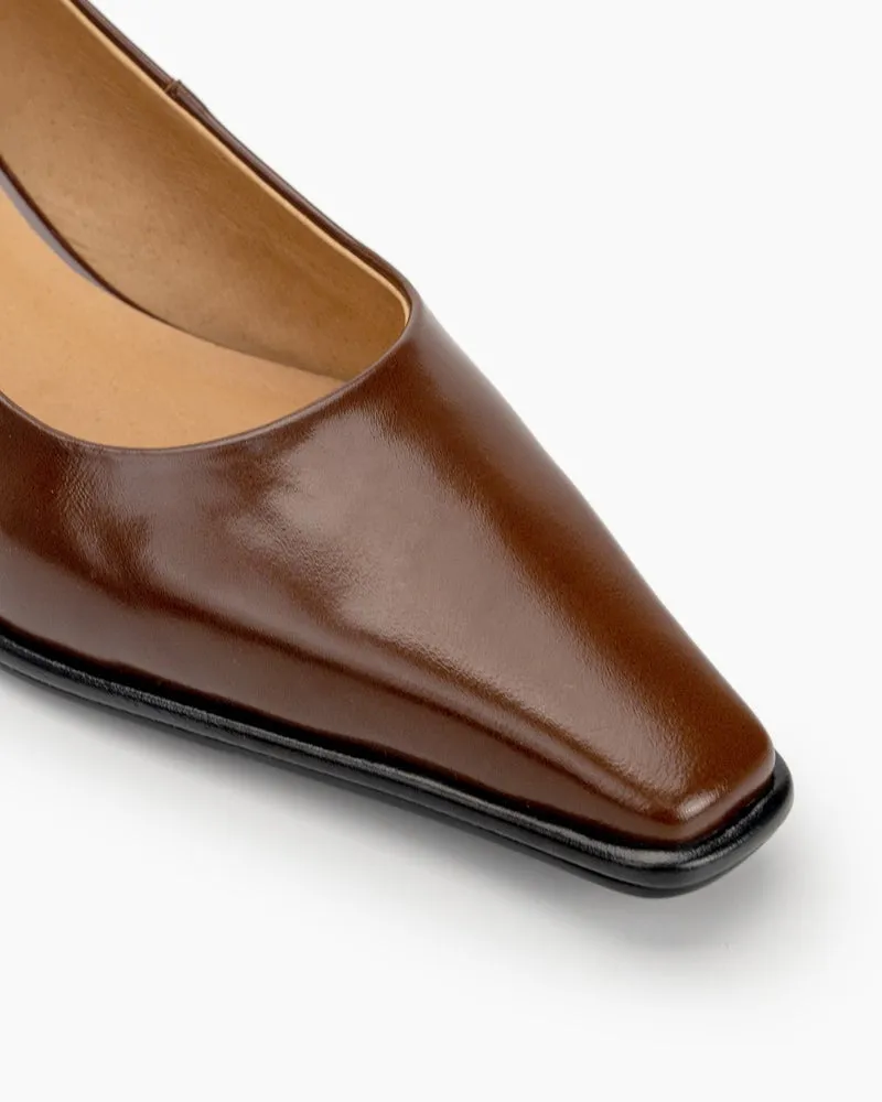 Minimalist Temperament Square Toe Leather Pumps