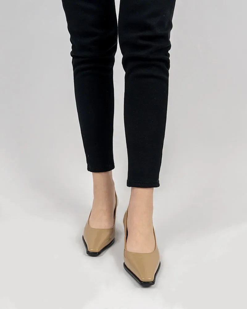 Minimalist Temperament Square Toe Leather Pumps