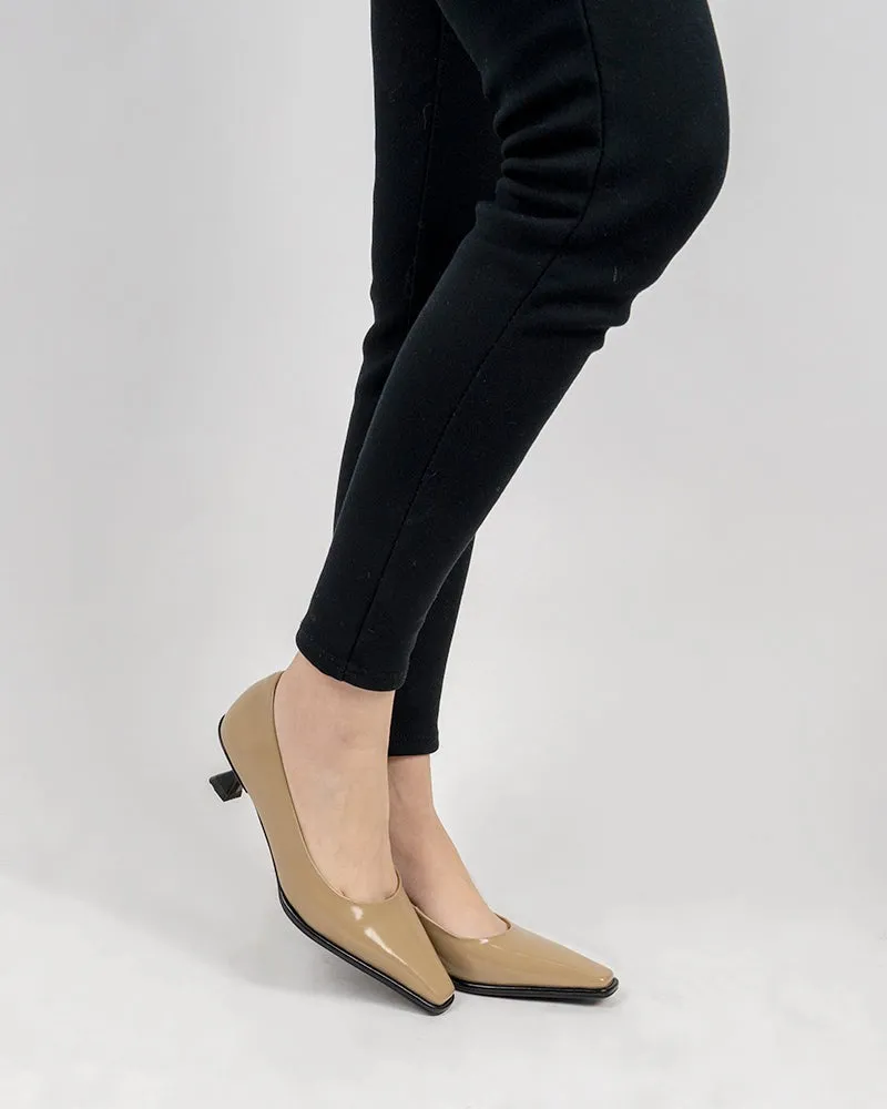 Minimalist Temperament Square Toe Leather Pumps