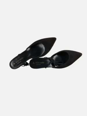 Mola Black Suede Kitten Heels
