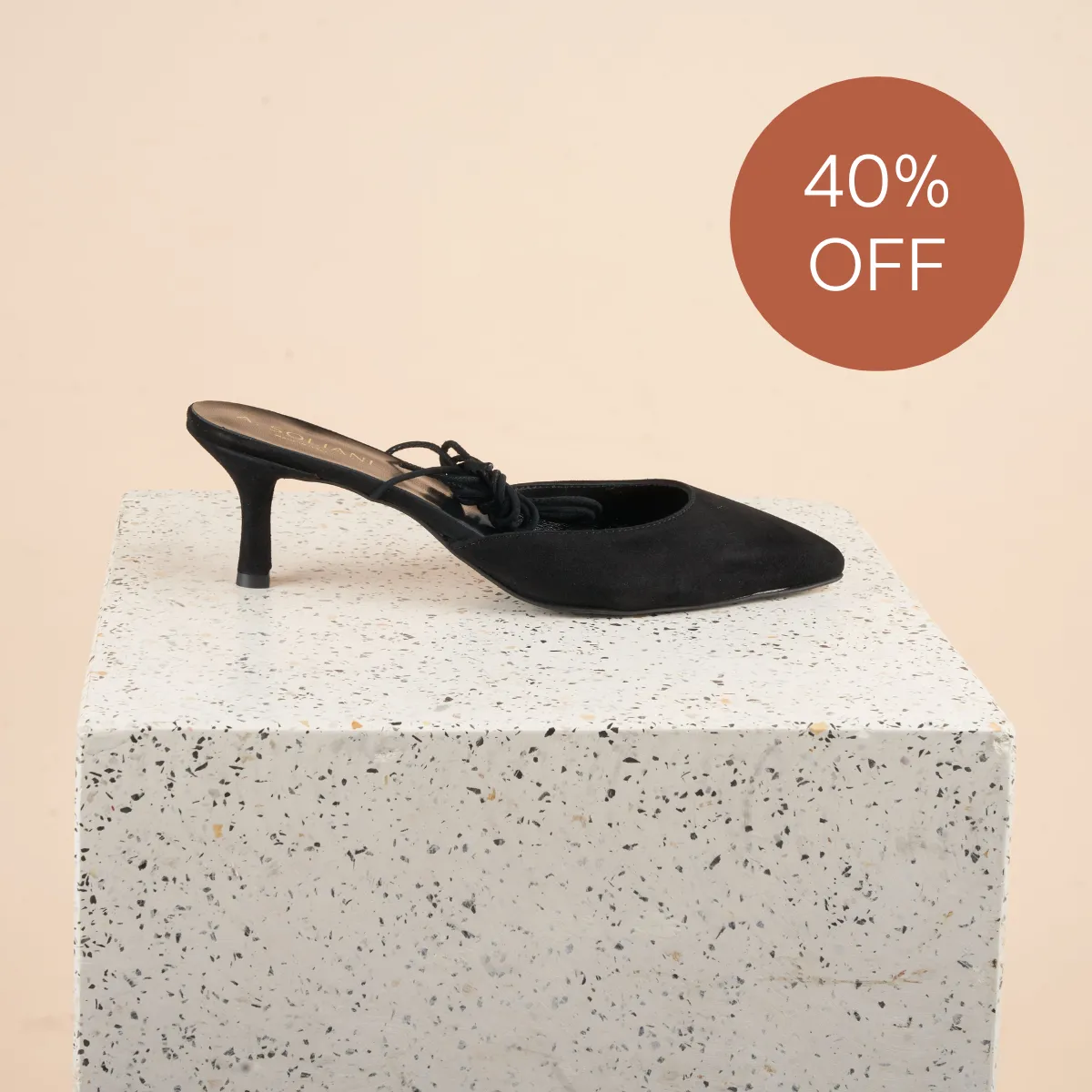 Mola Black Suede Kitten Heels