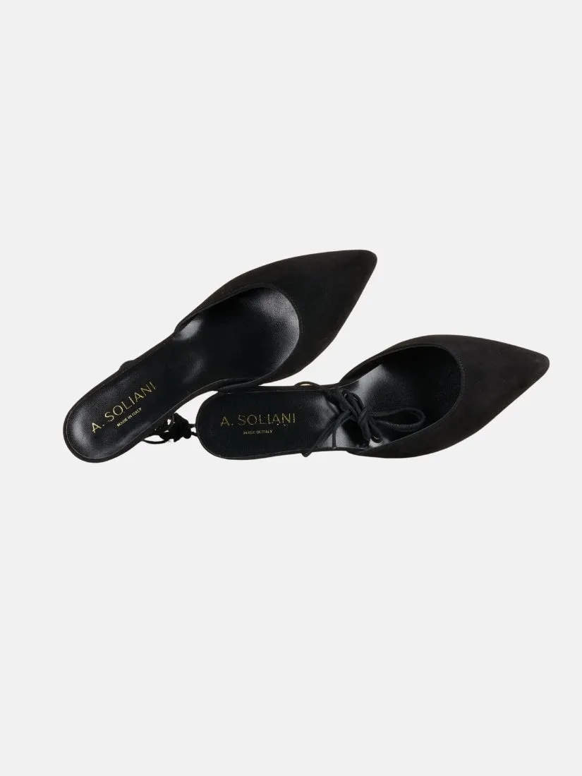 Mola Black Suede Kitten Heels