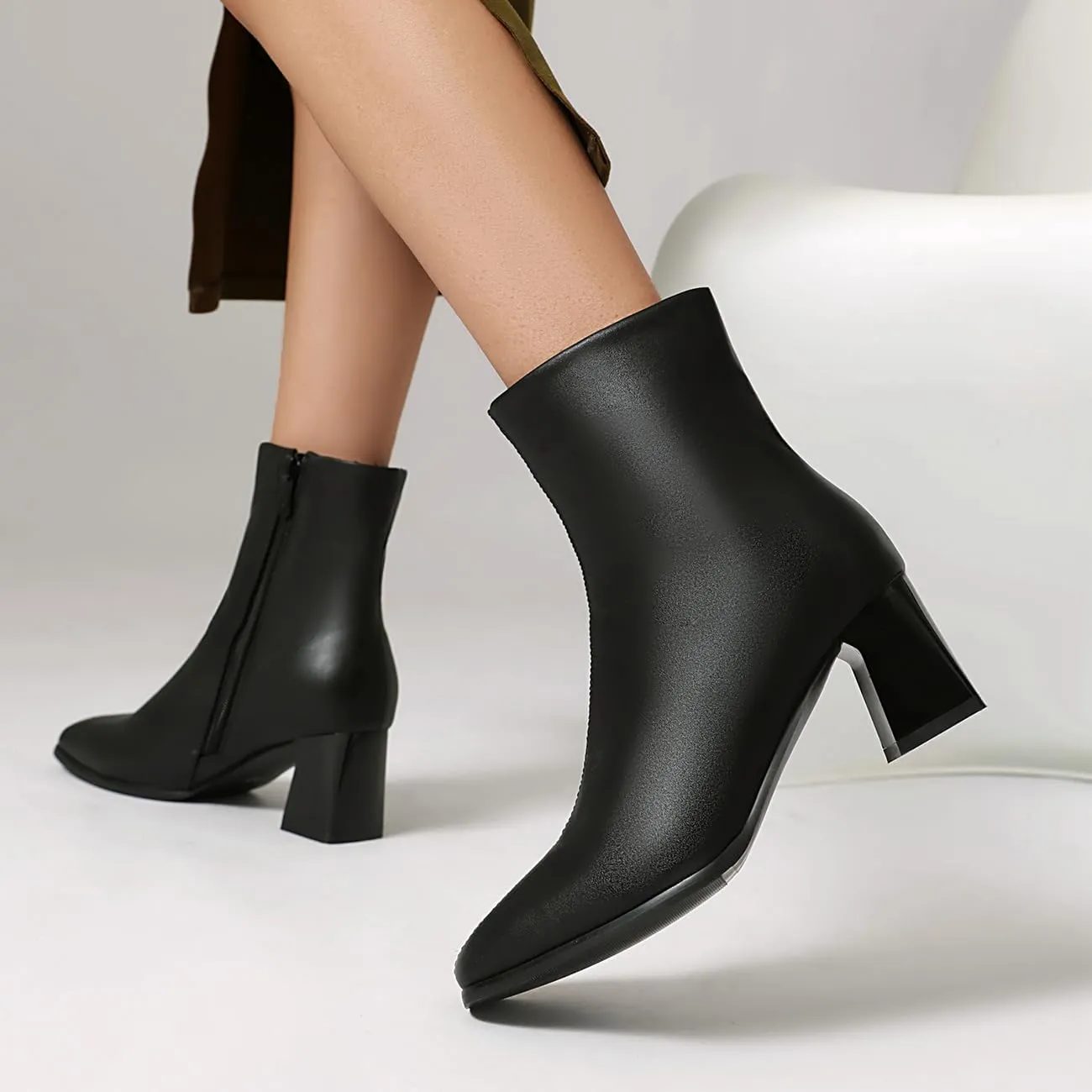 MRKEUWNEY Fashion Womens Block Low Heel Booties Dress Ankle Boots Buckle Party Heels Short Boots US2-US13.5