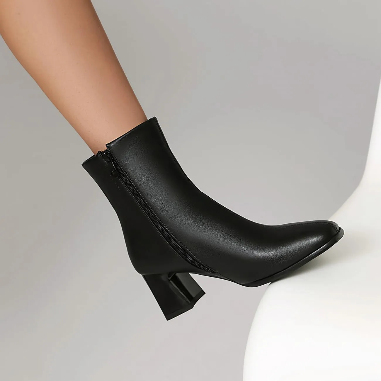 MRKEUWNEY Fashion Womens Block Low Heel Booties Dress Ankle Boots Buckle Party Heels Short Boots US2-US13.5