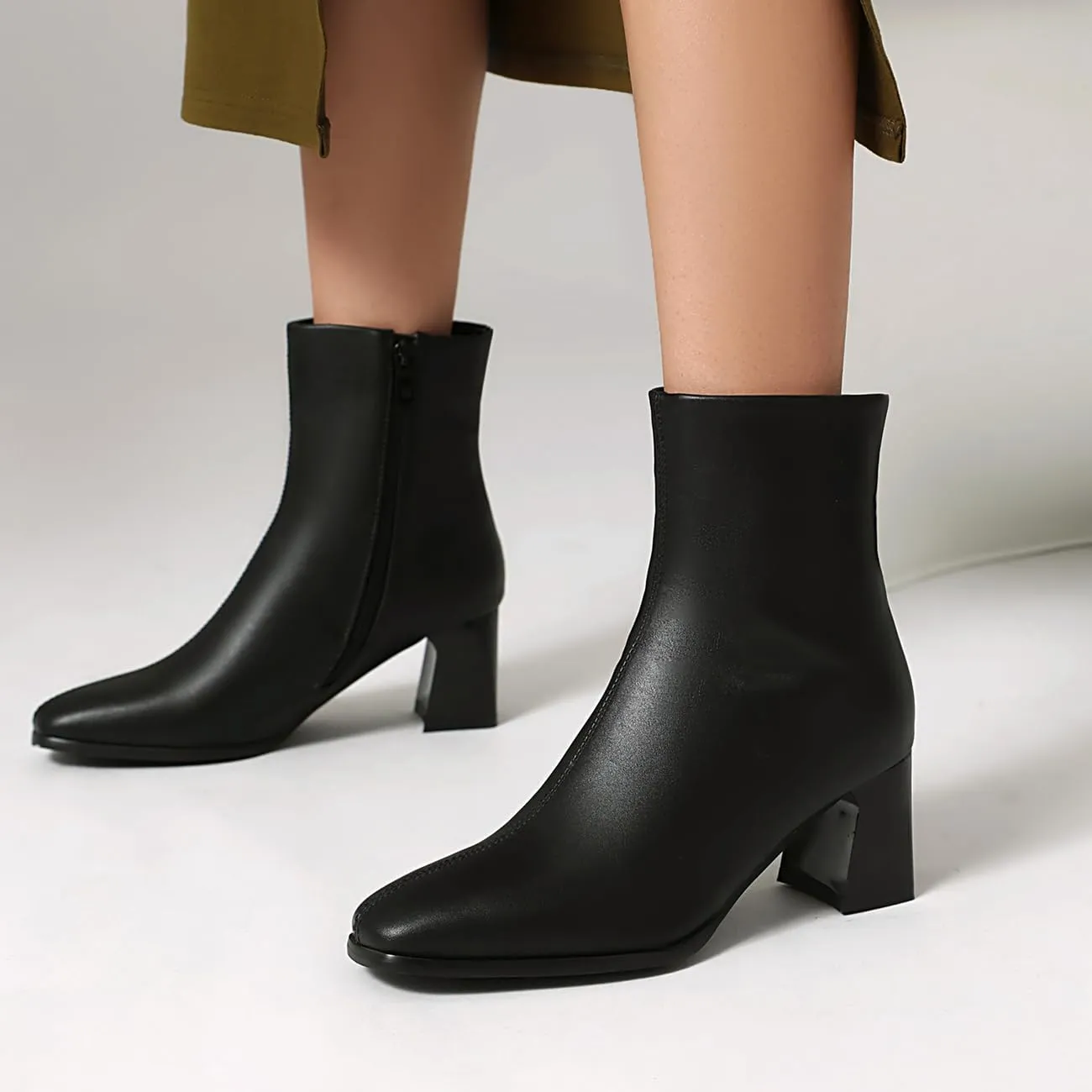 MRKEUWNEY Fashion Womens Block Low Heel Booties Dress Ankle Boots Buckle Party Heels Short Boots US2-US13.5