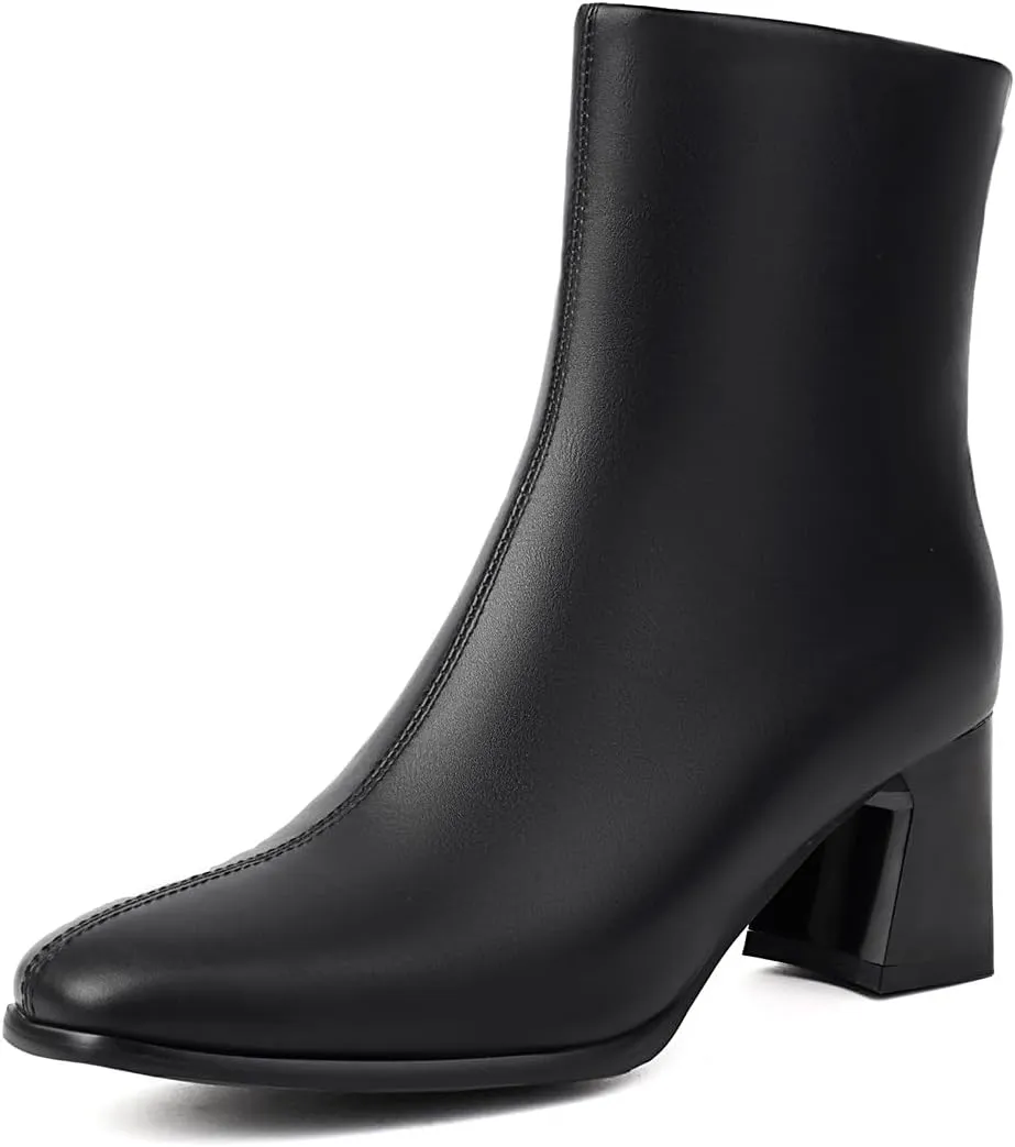 MRKEUWNEY Fashion Womens Block Low Heel Booties Dress Ankle Boots Buckle Party Heels Short Boots US2-US13.5