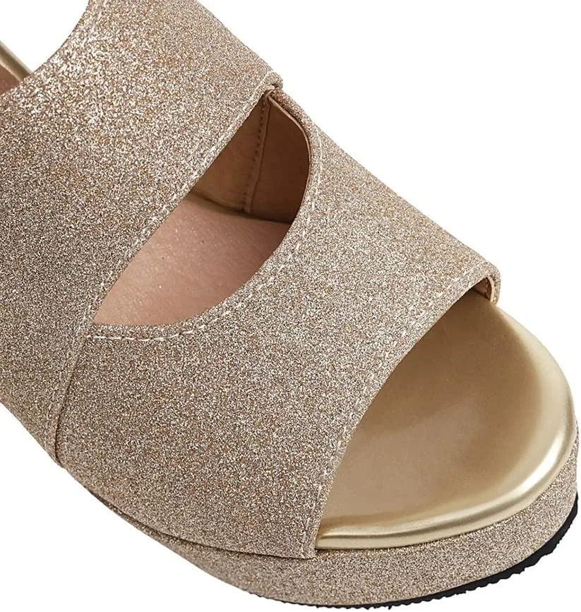 MRKEWUNEY Women's Platform Chunky heels Sandals Open Toe High Heels Dress Shoes Platform Sandals Ankle Strap Evening Party Heels