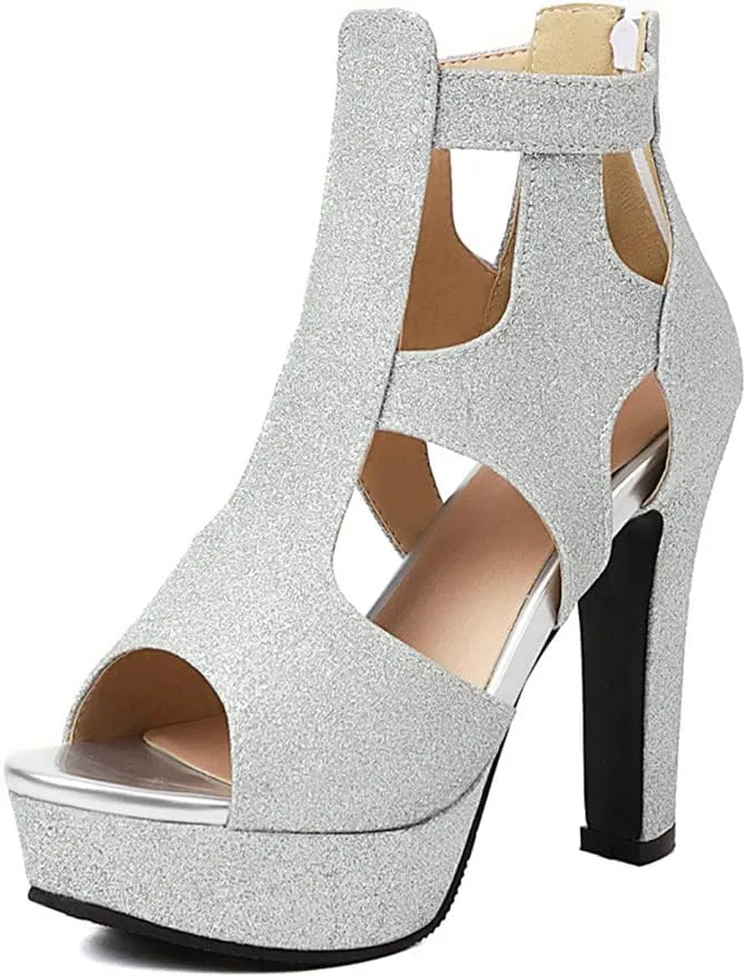 MRKEWUNEY Women's Platform Chunky heels Sandals Open Toe High Heels Dress Shoes Platform Sandals Ankle Strap Evening Party Heels