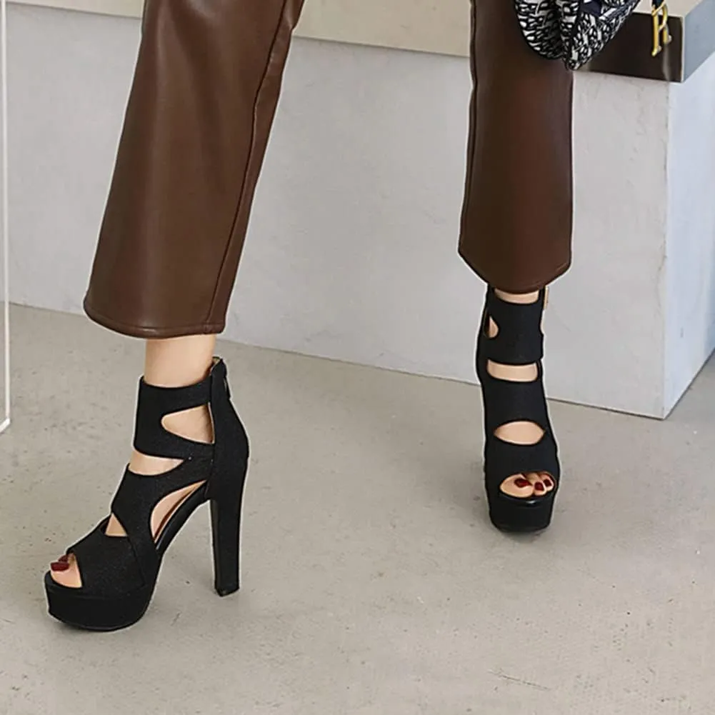 MRKEWUNEY Women's Platform Chunky heels Sandals Open Toe High Heels Dress Shoes Platform Sandals Ankle Strap Evening Party Heels