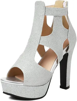 MRKEWUNEY Women's Platform Chunky heels Sandals Open Toe High Heels Dress Shoes Platform Sandals Ankle Strap Evening Party Heels