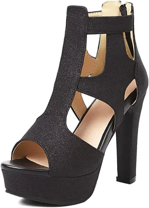 MRKEWUNEY Women's Platform Chunky heels Sandals Open Toe High Heels Dress Shoes Platform Sandals Ankle Strap Evening Party Heels