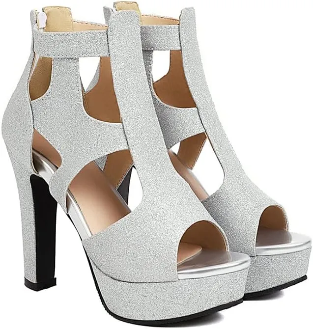 MRKEWUNEY Women's Platform Chunky heels Sandals Open Toe High Heels Dress Shoes Platform Sandals Ankle Strap Evening Party Heels